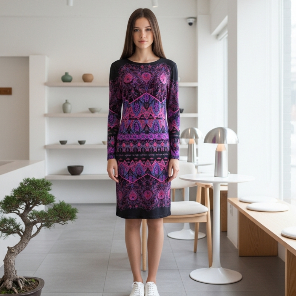 Maggy L. Elegant Women's Purple and Black Dress